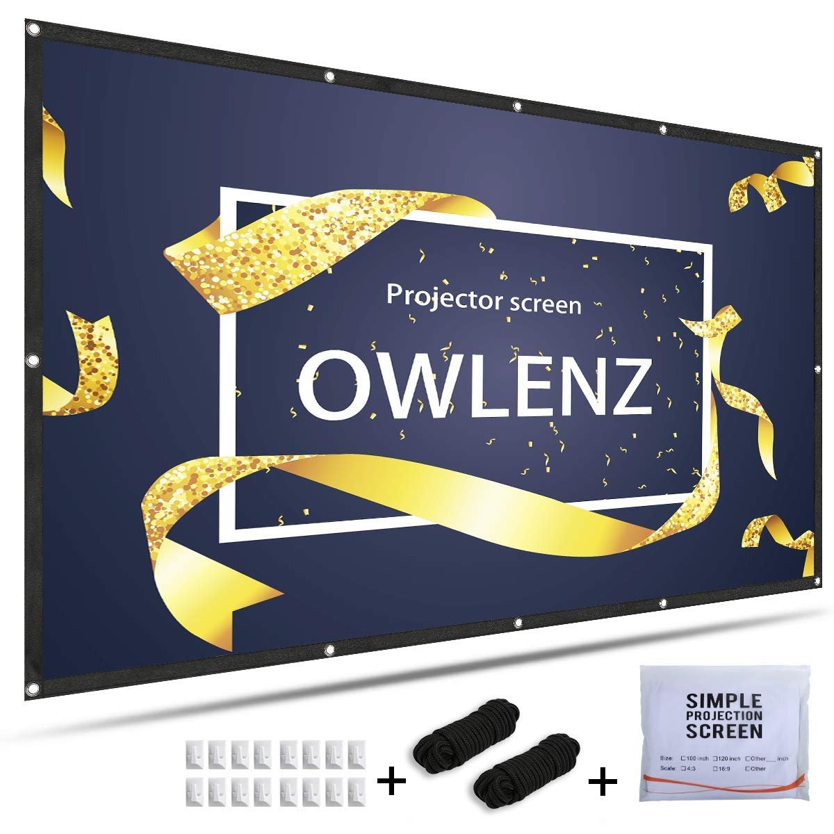 E10 Écran de Projection Simple 100 Pouces