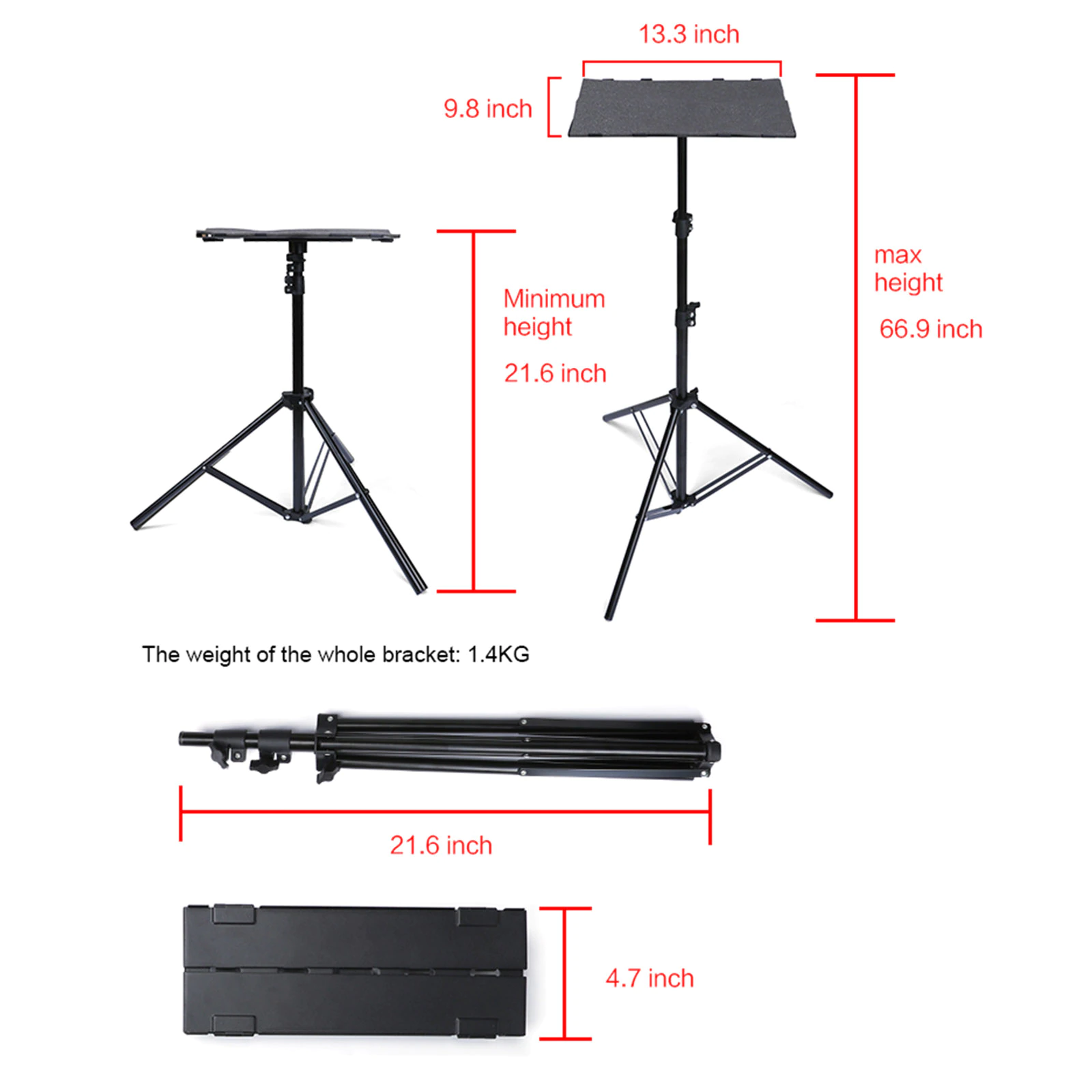 TP25 Tripod Support de trépied pour projecteurs et ordinateurs portables – Image 4
