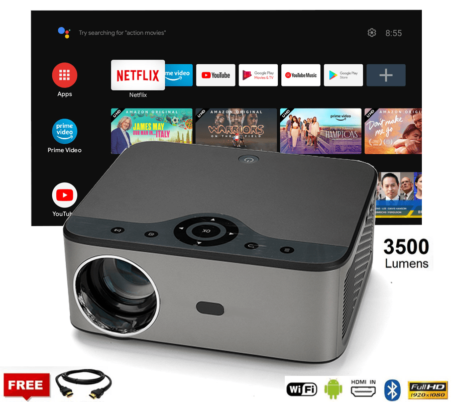 SD800 WIFI Android 9.0 Projecteur HD 3500 Lumens
