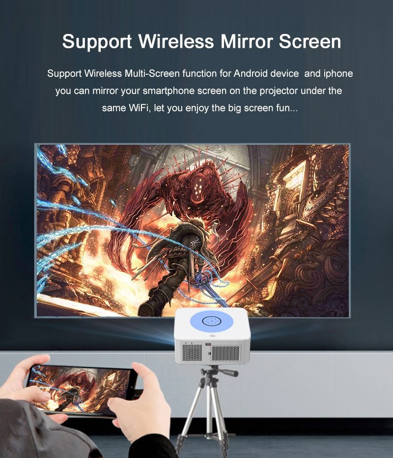 SD800 WIFI Android 9.0 Projecteur HD 4000 Lumens Blanc – Image 2
