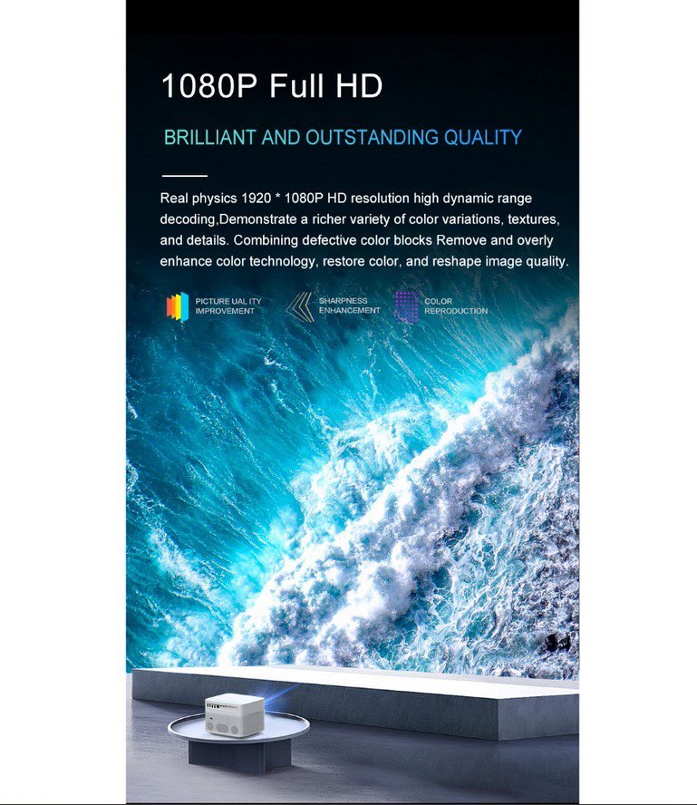 SD600 WIFI Android 9.0 Projecteur FHD 4000 Lumens Auto Focus – Image 5
