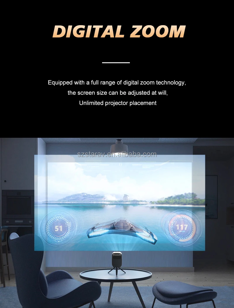 SD350 WIFI Android 9.0 Projecteur HD 3000 Lumens MINI – Image 13