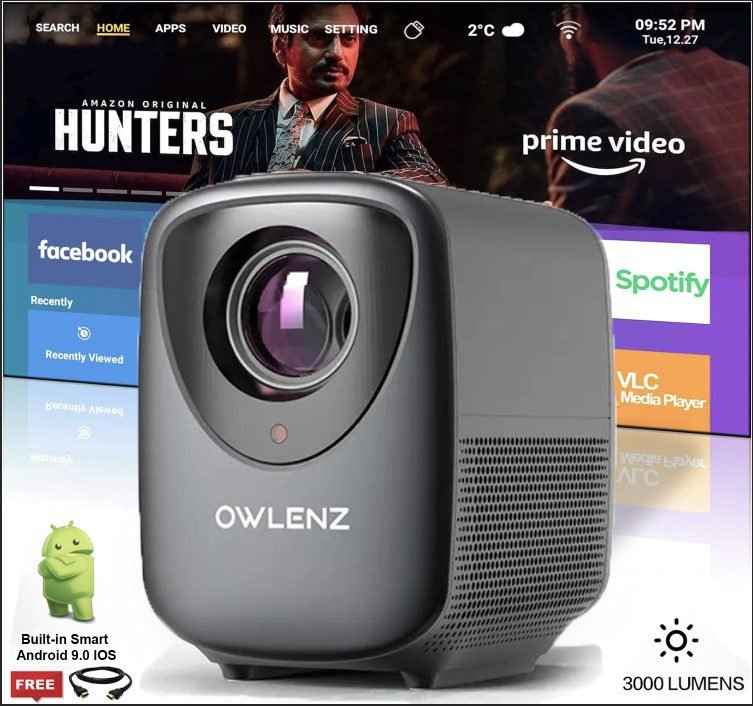SD350 WIFI Android 9.0 Projecteur HD 3000 Lumens MINI