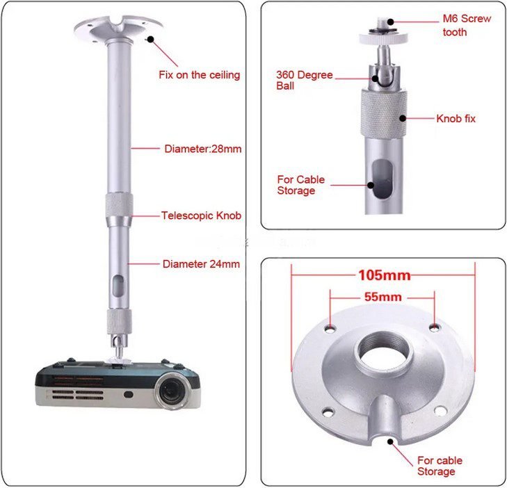 U30 Universal Support Vidéo Projecteur Rotatif 360 30 à 60 cm – Image 4