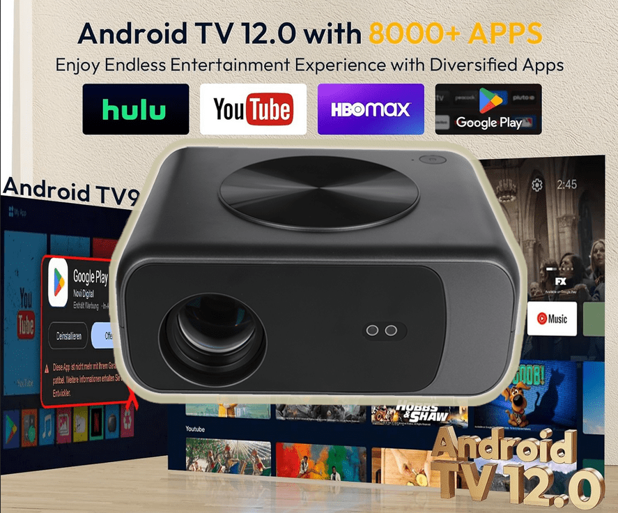 SD550 WIFI Android 12.0 Projecteur 4000 Lumens Auto Focus