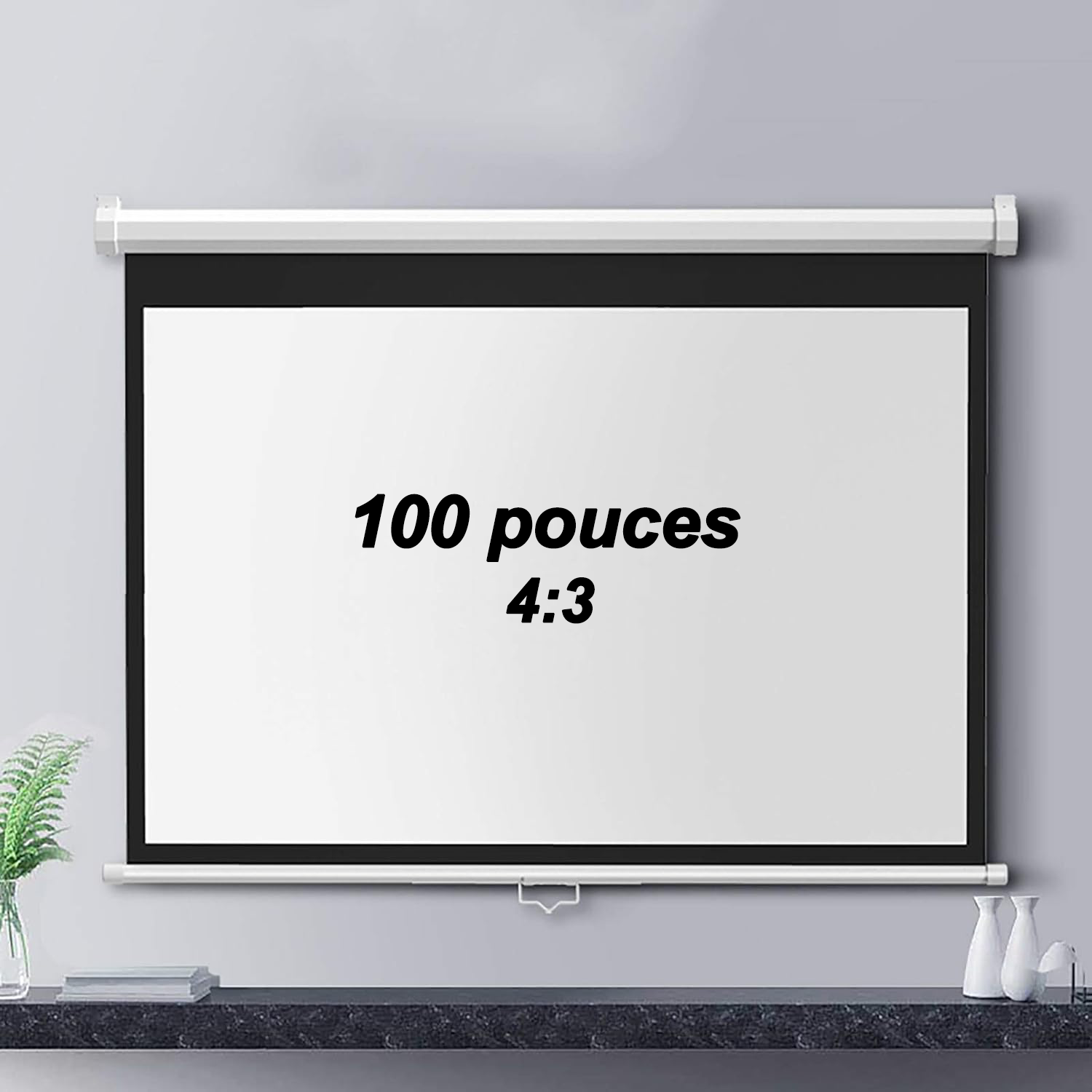 V100 Écran de Projection Manuel 100 Pouces – Format 4:3