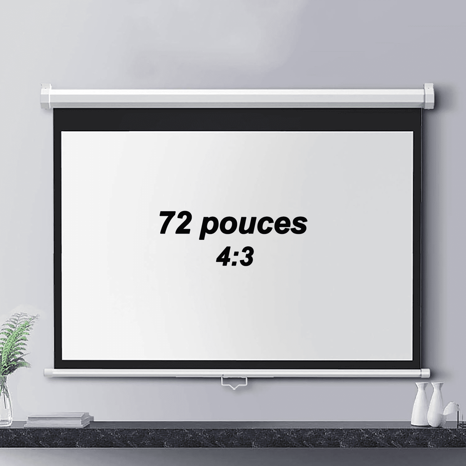 V72 Écran de Projection Manuel 72 Pouces – Format 4:3