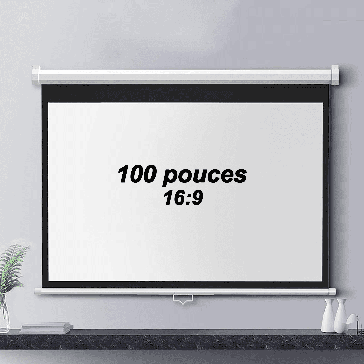 W100 Écran de Projection Manuel 100 Pouces – Format 16:9